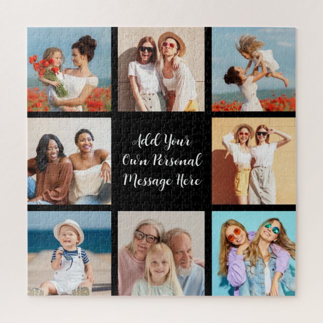 Create Your Own 8 Photo Collage Add Your Greeting Jigsaw Puzzle (Vertical)