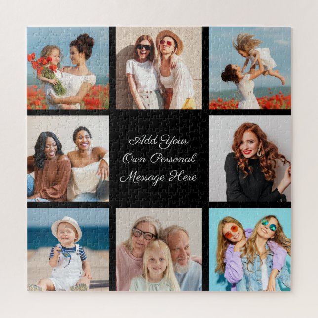 Create Your Own 8 Photo Collage Add Your Greeting Jigsaw Puzzle (Vertical)