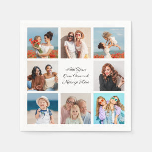 Create Your Own 8 Photo Collage Add Your Greeting Napkin