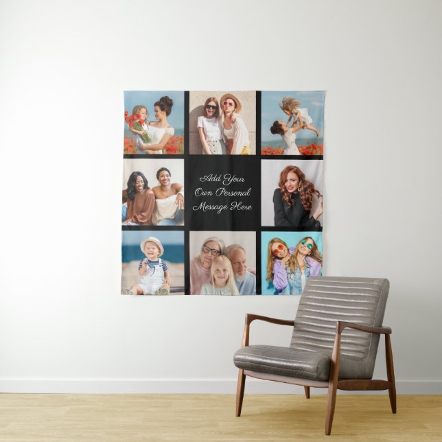 Create Your Own 8 Photo Collage Add Your Greeting Tapestry (In Situ)