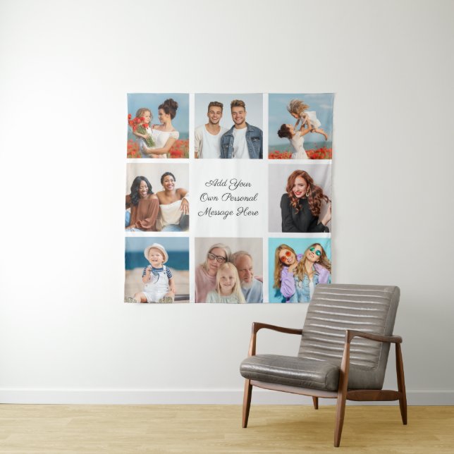 Create Your Own 8 Photo Collage Add Your Greeting Tapestry (In Situ)