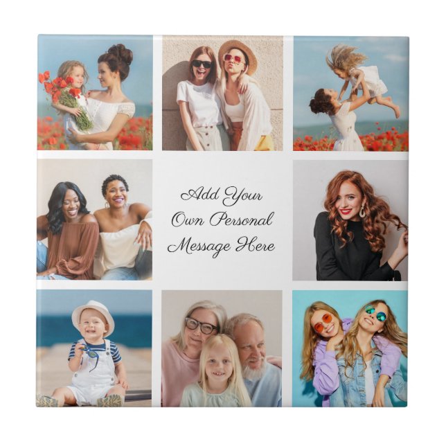 Create Your Own 8 Photo Collage Add Your Greeting Tile (Front)