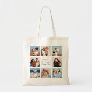 Create Your Own 8 Photo Collage Add Your Greeting Tote Bag