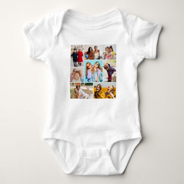 Create Your Own 8 Photo Collage Baby Bodysuit (Front)