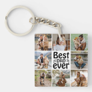 Create Your Own 8 Photo Collage Best Dad Ever Key Ring