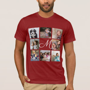Create Your Own 8 Photo Collage Family Monogram T-Shirt