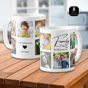 Create Your Own 8 Photo Collage Family Quote White Coffee Mug