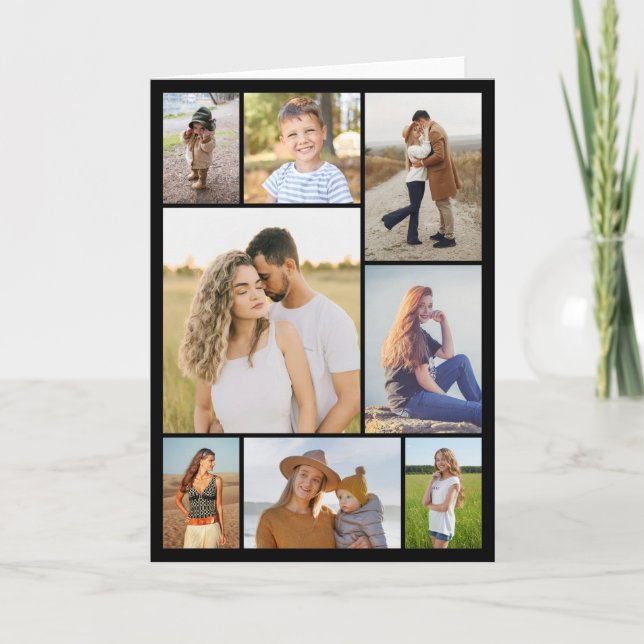 Create Your Own 8 Photo Collage Folded  Note Card (Front)