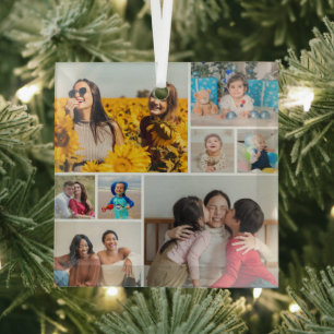 Create Your Own 8 Photo Collage Glass Tree Decoration