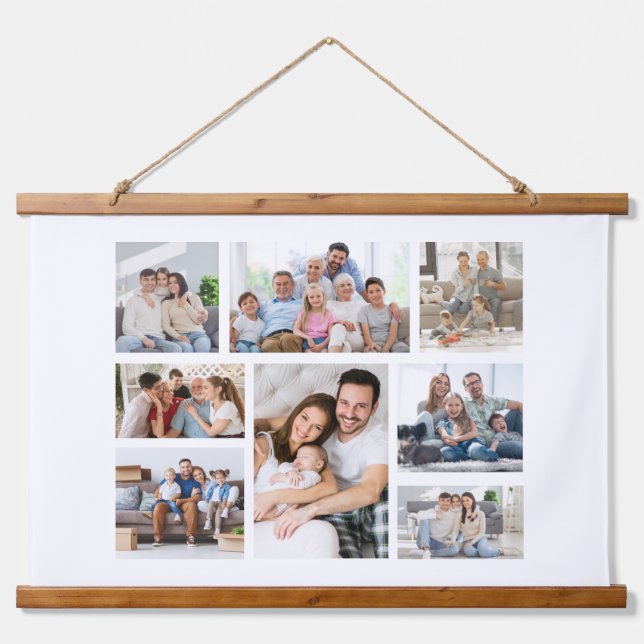 Create Your Own 8 Photo Collage Hanging Tapestry (Front)