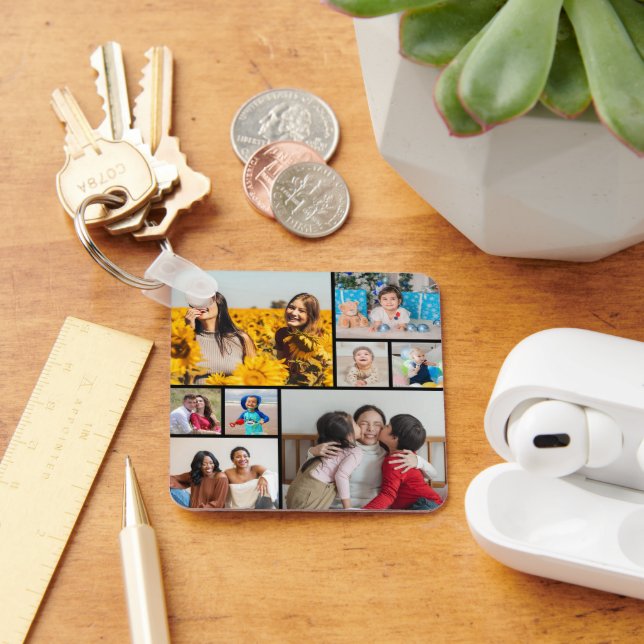 Create Your Own 8 Photo Collage Key Ring (Desk)