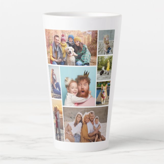 Create Your Own 8 Photo Collage Latte Mug (Front)