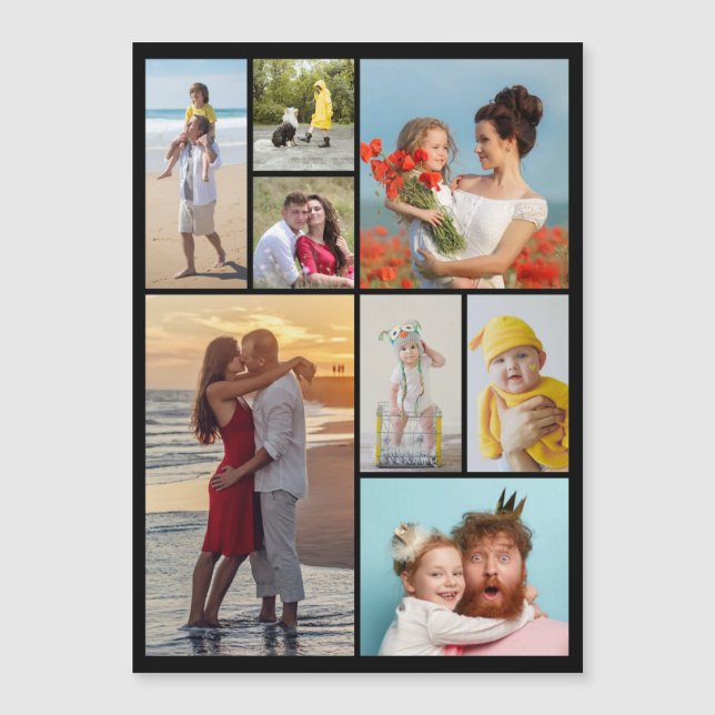 Create Your Own 8 Photo Collage Magnetic Card (Front)
