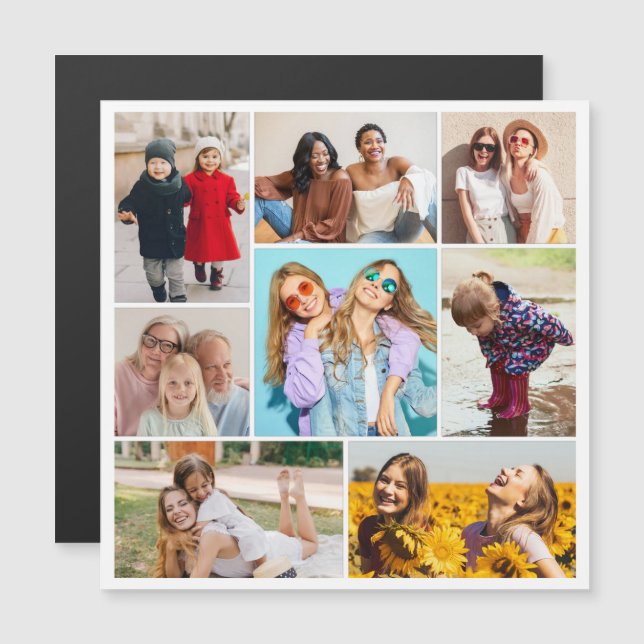 Create Your Own 8 Photo Collage Magnetic Card (Front/Back)
