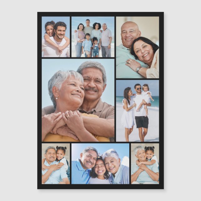 Create Your Own 8 Photo Collage Magnetic Card (Front)
