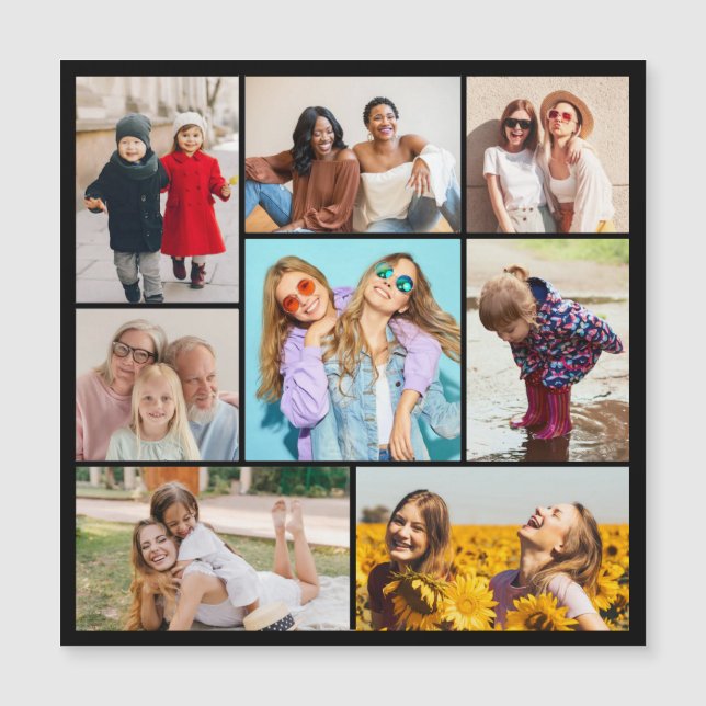 Create Your Own 8 Photo Collage Magnetic Card (Front)