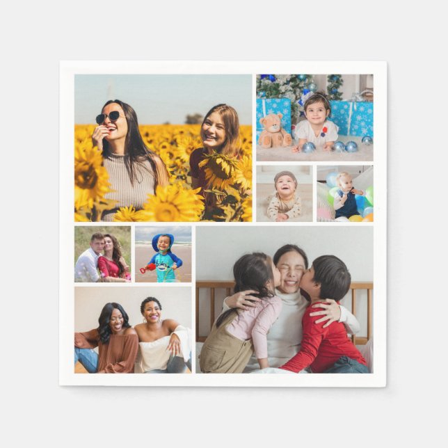 Create Your Own 8 Photo Collage Napkin (Front)