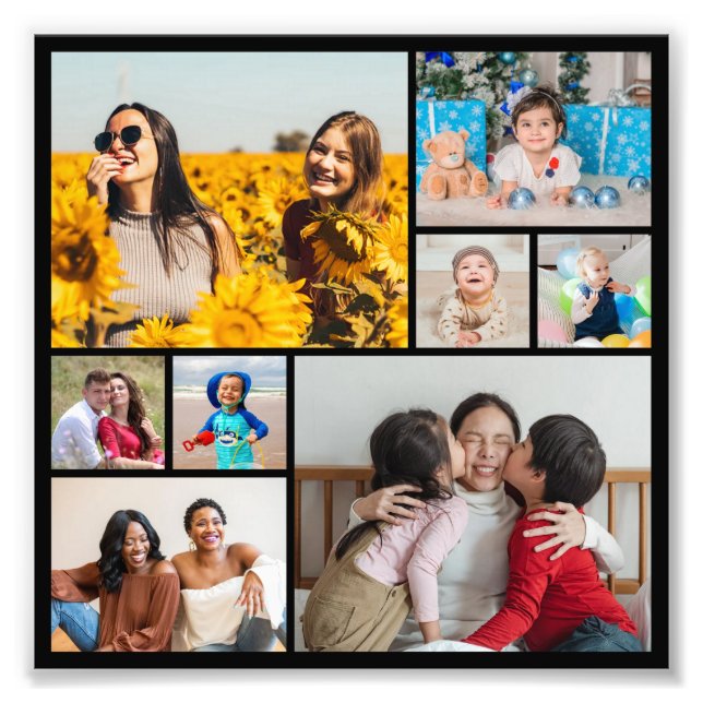Create Your Own 8 Photo Collage Photo Enlargement  Print (Front)