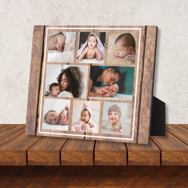 Create Your Own 8 Photo Collage Rustic Barnwood Plaque (Creator Uploaded)