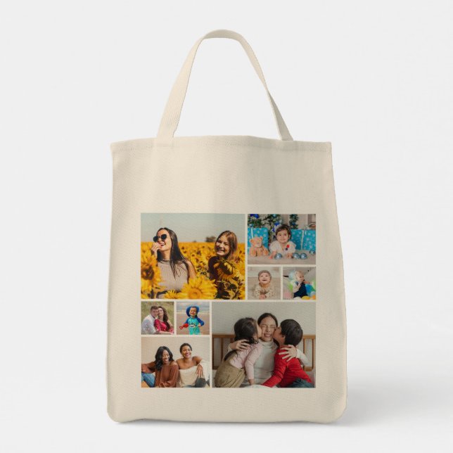 Create Your Own 8 Photo Collage Tote Bag (Back)
