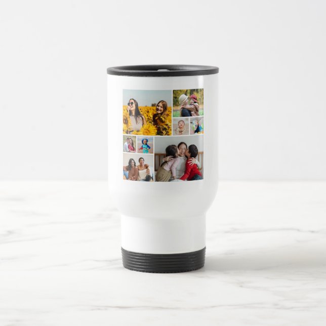 Create Your Own 8 Photo Collage Travel Mug (Center)