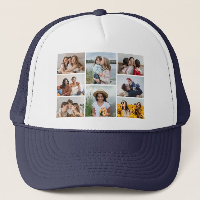 Create Your Own 8 Photo Collage Trucker Hat (Front)