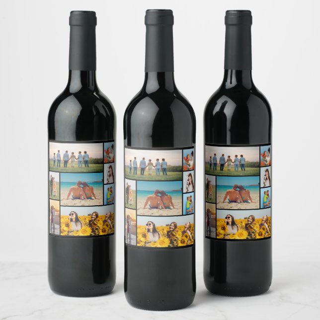 Create Your Own 8 Photo Collage Wine Label (Bottles)