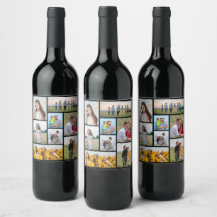 Create Your Own 8 Photo Collage Wine Label