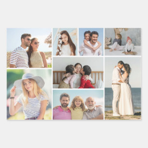 Create Your Own 8 Photo Collage Wrapping Paper Sheet