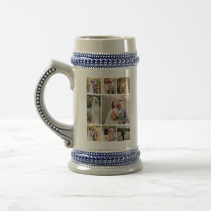 Create Your Own 8 Photo Wedding Collage Beer Stein