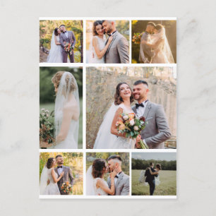 Create Your Own 8 Photo Wedding Collage Holiday Postcard