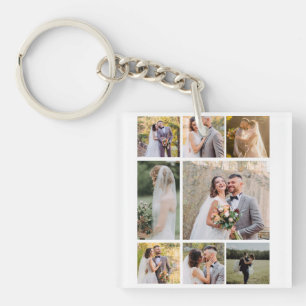Create Your Own 8 Photo Wedding Collage Key Ring