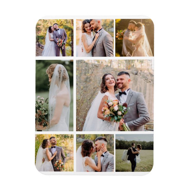 Create Your Own 8 Photo Wedding Collage Magnet (Vertical)