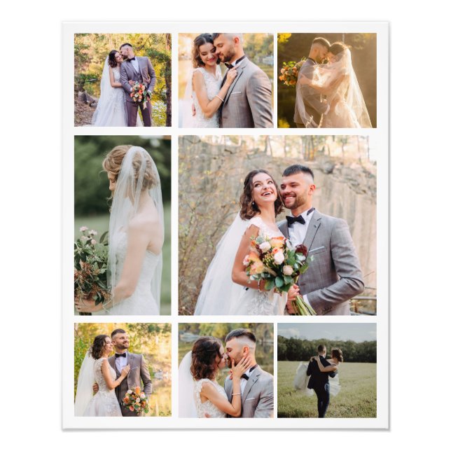 Create Your Own 8 Photo Wedding Collage Print (Front)