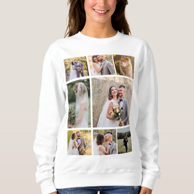 Create Your Own 8 Photo Wedding Collage Sweatshirt (Front)