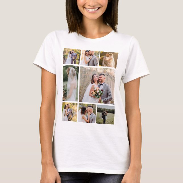 Create Your Own 8 Photo Wedding Collage T-Shirt (Front)