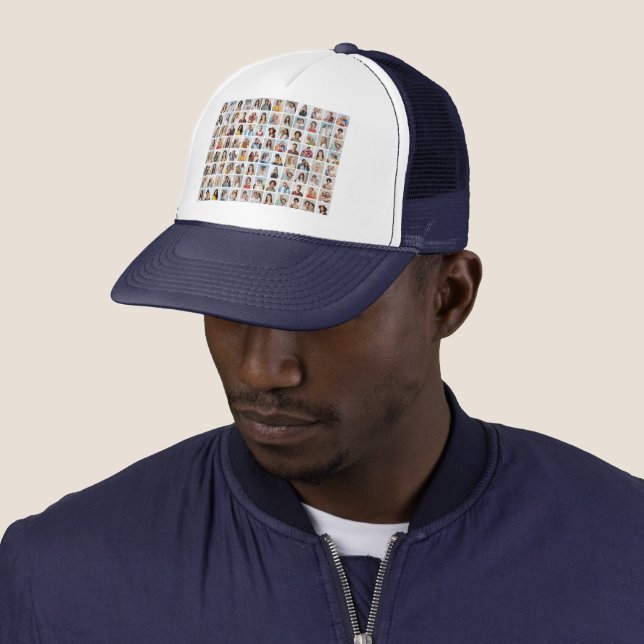 Create Your Own 96 Photo Collage Trucker Hat (In Situ)