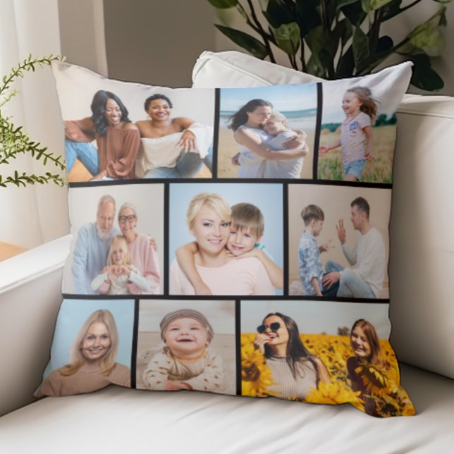 Create Your Own 9 Photo Collage Cushion (Create Your Own 9 Photo Collage Throw Pillow)