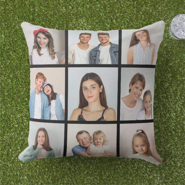 Create Your Own 9 Photo Collage Cushion (Grass)