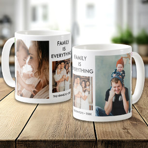Create Your Own 9 Photo Collage Family Name Coffee Mug