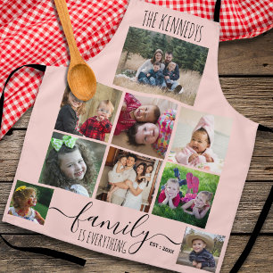 Create Your Own 9 Photo Collage Family Quote Pink Apron