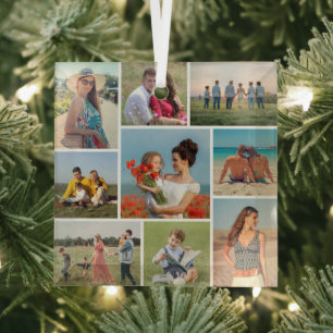 Create Your Own 9 Photo Collage Glass Tree Decoration