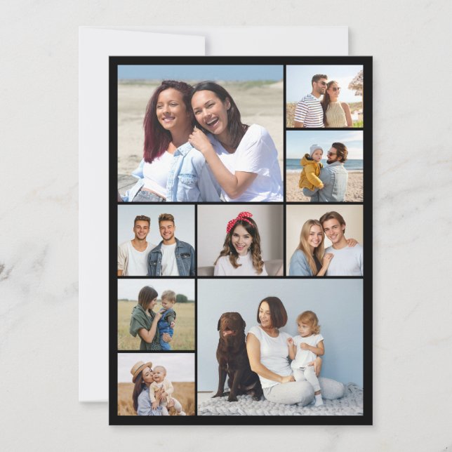 Create Your Own 9 Photo Collage Greeting Card (Front)