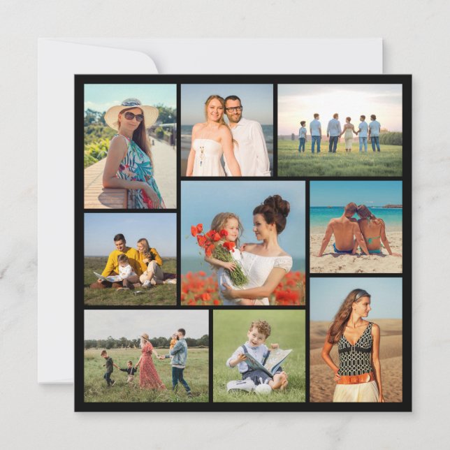 Create Your Own 9 Photo Collage Greeting Card (Front)