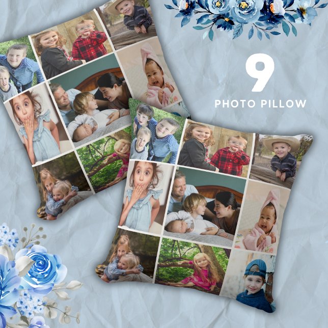 Create Your Own 9 Photo Collage Keepsake Cushion (Create Your Own 9 Photo Collage Keepsake Throw Pillow)