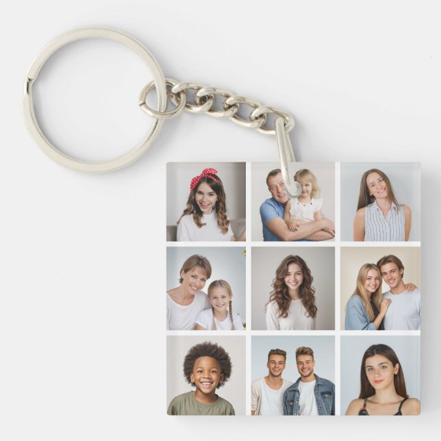 Create Your Own 9 Photo Collage Key Ring (Front)