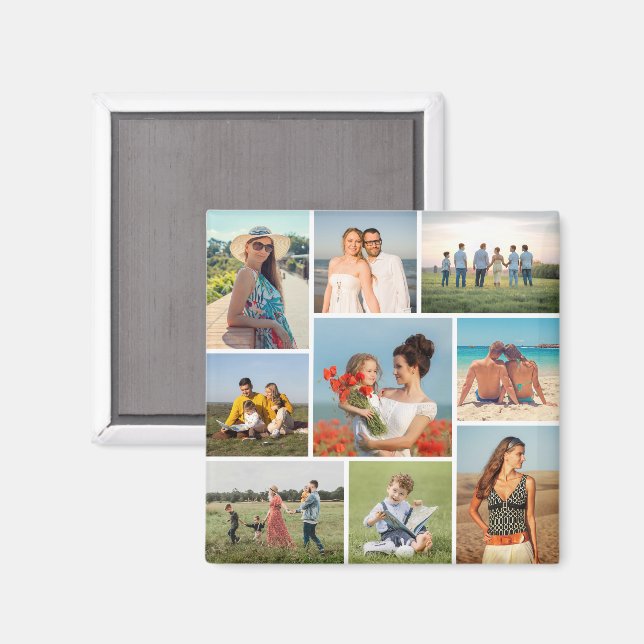 Create Your Own 9 Photo Collage Magnet (Front/Back)