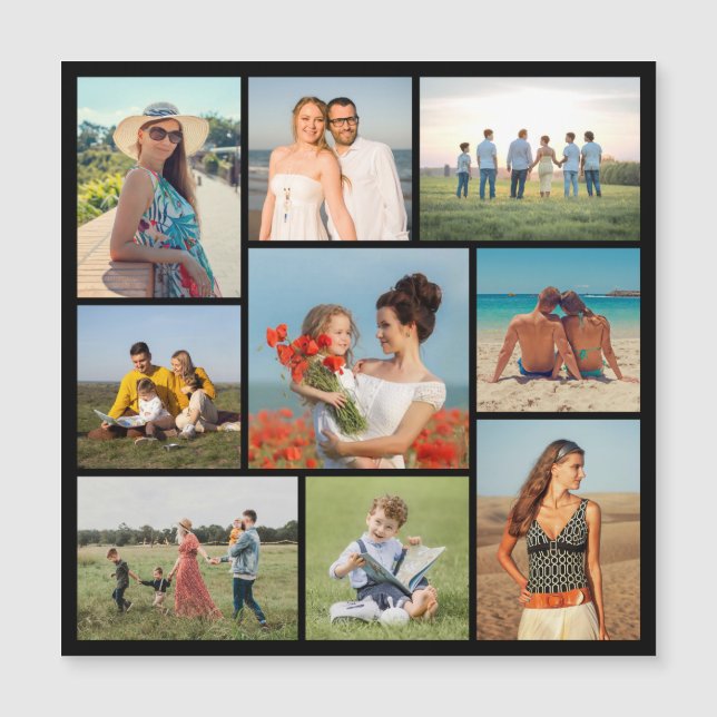 Create Your Own 9 Photo Collage Magnetic Card (Front)