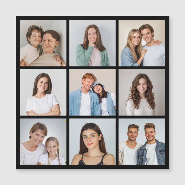 Create Your Own 9 Photo Collage Magnetic Card (Front)