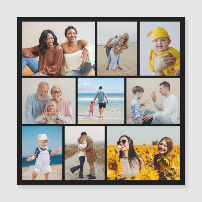 Create Your Own 9 Photo Collage Magnetic Card (Front)